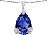 Original Star K™ Large 17x11 Pear Shape Created Sapphire Designer Pendant