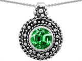 Original Star K™ Bali Style Round 7mm Simulated Emerald Pendant