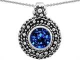 Original Star K™ Bali Style Round 7mm Lab Created Sapphire Pendant