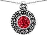 Original Star K™ Bali Style Round 7mm Lab Created Ruby Pendant