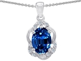 Tommaso Design™ Oval Genuine Sapphire and Diamond Pendant