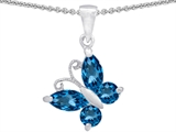 Original Star K™ Butterfly Pendant Made with Genuine Blue Topaz
