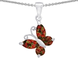 Original Star K™ Butterfly Pendant Made with Simulated Red Fire Opal