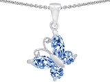 Original Star K™ Butterfly Pendant Made with Simulated Aquamarine