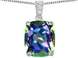 Original Star K™ Large 12x10mm Cushion Cut Rainbow Mystic Topaz Pendant