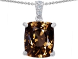 Original Star K™ Large 12x10mm Cushion Cut Genuine Smoky Quartz Pendant