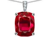 Original Star K™ Large 12x10 Cushion Cut Created Ruby Designer Pendant