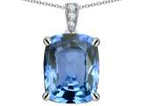Original Star K™ Large 12x10 Cushion Cut Simulated Aquamarine Designer Pendant