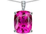 Original Star K™ Large 12x10 Cushion Cut Created Pink Sapphire Designer Pendant
