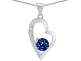 Original Star K™ Round Created Sapphire Heart Pendant