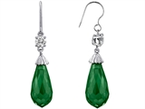 Original Star K™ Briolette Drop Cut Simulated Emerald Hanging Hook Chandelier Earrings