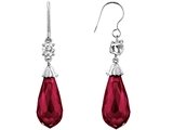 Original Star K™ Briolette Drop Cut Created Ruby Hanging Hook Chandelier Earrings