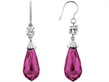 Original Star K™ Briolette Drop Cut Created Pink Sapphire Hanging Hook Chandelier Earrings