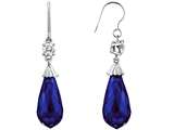 Original Star K™ Briolette Drop Cut Created Sapphire Hanging Hook Chandelier Earrings