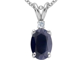 Original Star K™ GENUINE Oval Sapphire and Diamond Pendant