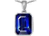 Original Star K™ Emerald Cut 10x8mm Created Sapphire Pendant