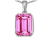 Original Star K™ Emerald Cut 10x8mm Lab Created Pink Sapphire Pendant
