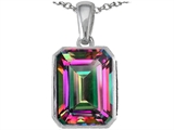 Original Star K™ Emerald Cut 10x8mm Rainbow Mystic Topaz Pendant