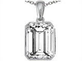 Original Star K™ Emerald Cut Genuine White Topaz Pendant