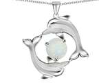 Original Star K™ 6mm Round Created Opal Dolphin Pendant