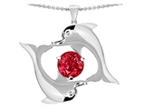 Original Star K™ Round 6mm Created Ruby Dolphin Pendant
