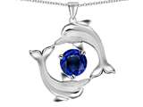 Original Star K™ Round 6mm Created Sapphire Dolphin Pendant
