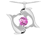 Original Star K™ Round 6mm Created Pink Sapphire Dolphin Pendant