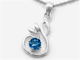 Original Star K™ Round Genuine Blue Topaz Swan Pendant