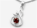 Original Star K™ Round Genuine Garnet Swan Pendant