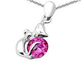 Original Star K™ Round 6mm Created Pink Sapphire Cat Pendant