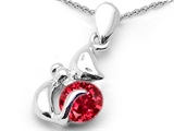 Original Star K™ Round 6mm Created Ruby Cat Pendant