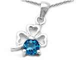 Celtic Love by Kelly™ Round Genuine Blue Topaz Lucky Clover Pendant