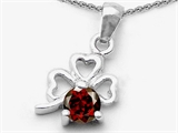 Celtic Love by Kelly Round Genuine Garnet Lucky Clover Pendant