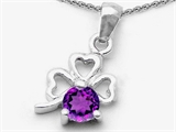 Celtic Love by Kelly Round Genuine Amethyst Lucky Clover Pendant