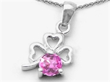 Celtic Love by Kelly Round Created Pink Sapphire Lucky Clover Pendant