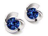 Original Star K™ Round 6mm Created Sapphire Flower Earring Studs