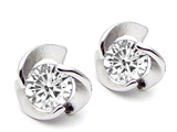Original Star K™ Round Genuine White Topaz Flower Earring Studs