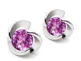 Original Star K™ Round Created Pink Sapphire Flower Earring Studs