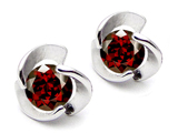 Original Star K™ Round 6mm Genuine Garnet Flower Earring Studs