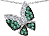 Original Star K™ Butterfly with Genuine Emerald and Diamond Pendant