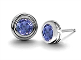 Original Star K™ Round Genuine Tanzanite Earring Studs