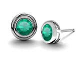Original Star K™ Round Genuine Emerald Earring Studs