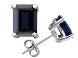 Original Star K™ Emerald Cut 8x6mm GENUINE Sapphire Earring Studs