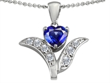 Original Star K™ Created Sapphire Flower With 7mm Heart Pendant
