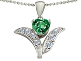 Original Star K™ Simulated Emerald Flower With 7mm Heart Pendant