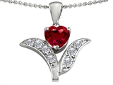 Original Star K™ Created Ruby Flower With 7mm Heart Pendant
