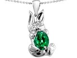 Original Star K™ Bunny Of Love Pendant With Oval 10x8 Simulated Emerald