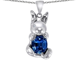 Original Star K™ Love Bunny Pendant With Created Sapphire Oval 10x8mm