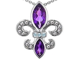 Original Star K™ Genuine Amethyst and Diamond Fleur De Lis Pendant