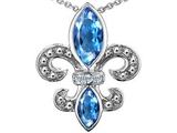 Original Star K™ Genuine Blue Topaz and Diamond Fleur De Lis Pendant